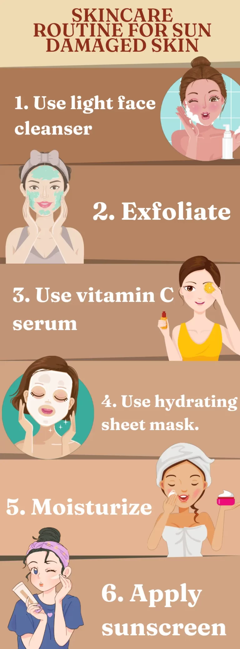 SKINCARE ROUTINE FOR SUN DAMAGED SKIN FULL INFOGRAPHICS