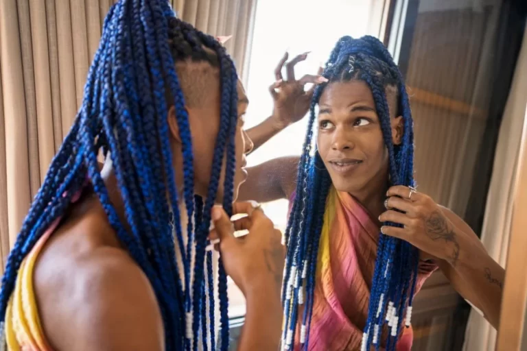 Me doing my blue and black braids